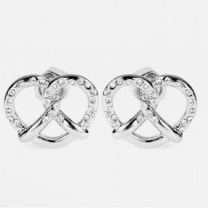 Marc Jacobs Silver Pretzel Stud Earrings with Crystals